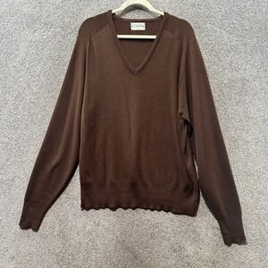 Vintage Classics Sweater Men XL Brown V‎ Neck Long Sleeve 100% Orlon Acrylic